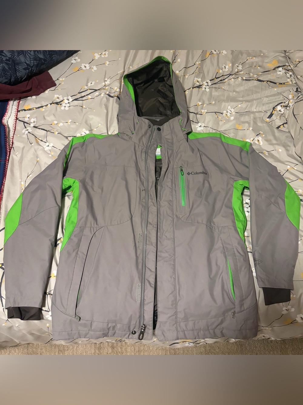 Columbia Mens Omni Heat Jacket - Grey with Green Accents